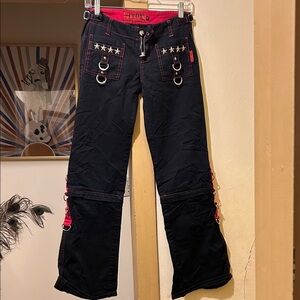 Vintage Tripp NYC Black and Red Flare Pants/ long board shorts